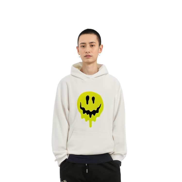 Purchase Balenciaga SS22 笑臉印花白色寬鬆連帽衫上衣 651799TKVA2863932