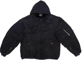 Balenciaga SS22 Solid Cracked Fabric Hooded Jacket Black 698844TKP271000 Balenciaga SS22 Solid Cracked Fabric Hooded Jacket Black 698844TKP271000