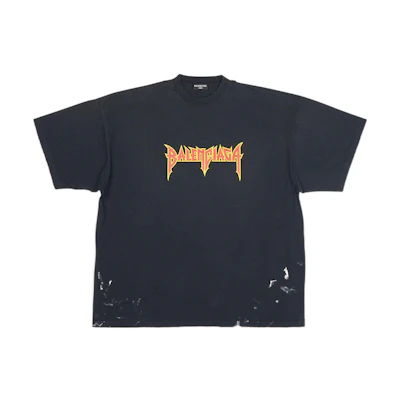 Balenciaga SS22 Solid Logo Print Cotton Jersey Tee Black T-Shirt. 694576TMV880105