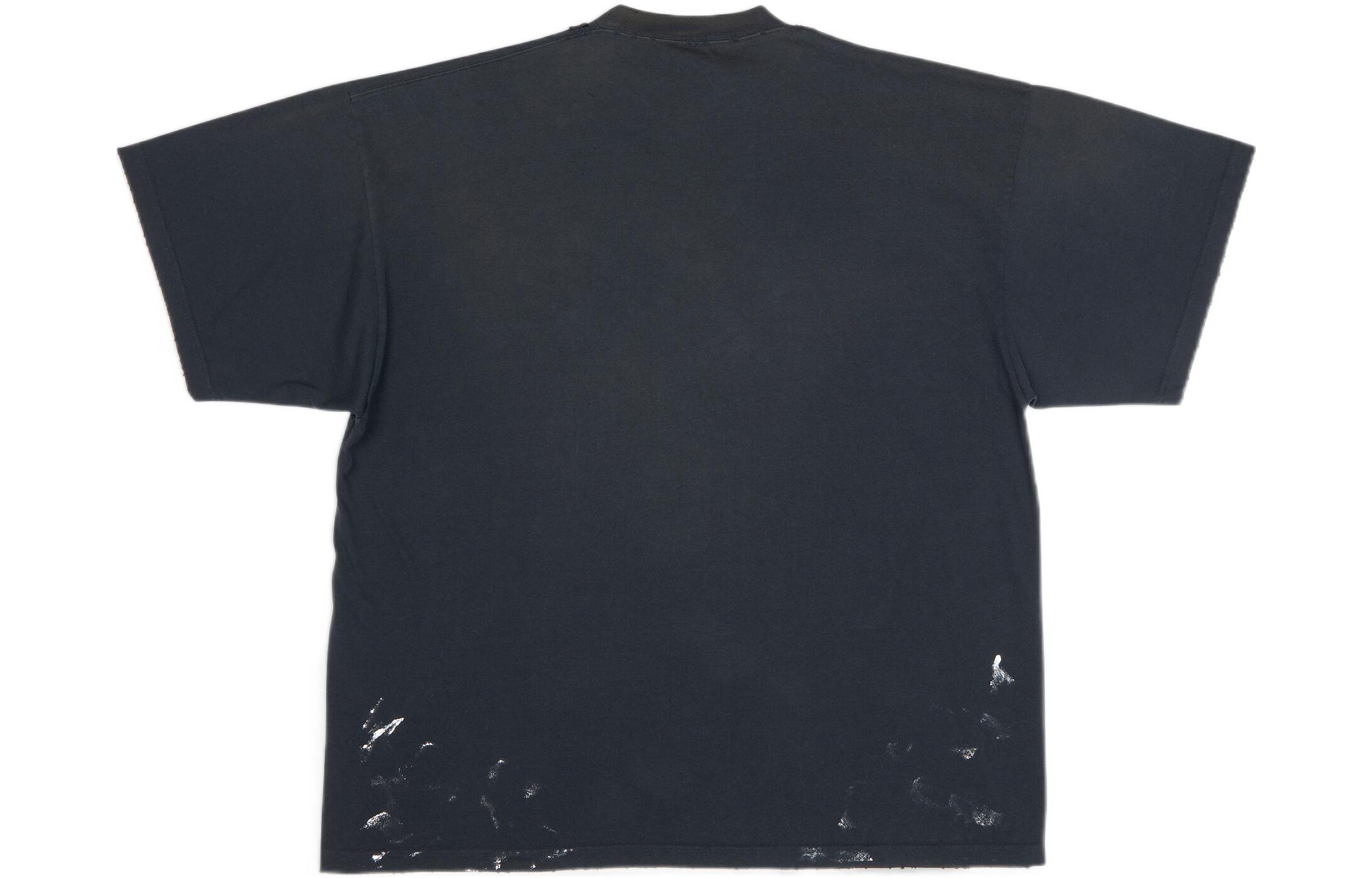 Lookbook Balenciaga SS22 Kaos Hitam Logo Print Katun Jersey. 694576TMV880105