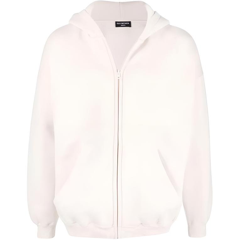 Balenciaga SS22 Solid Logo Zip-Up Hoodie White - 674719TLVI29054