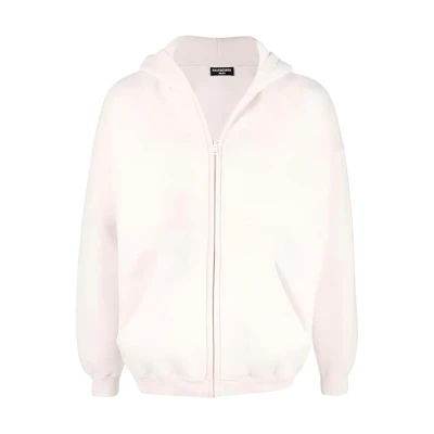 Balenciaga SS22 Solid Logo Zip-Up Hoodie White - 674719TLVI29054