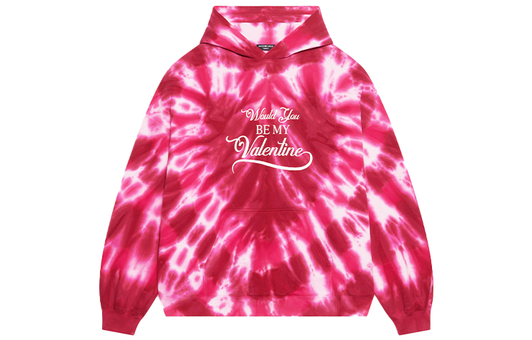 Balenciaga SS22 Valentine's Heart Tie-Dye Oversized Hoodie Pink 675003TLVI86802