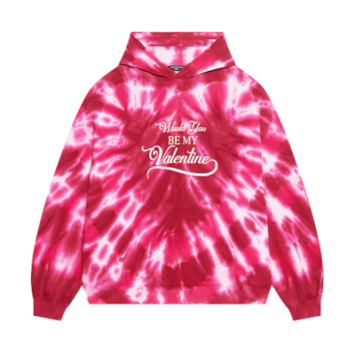 Balenciaga SS22 Valentine's Heart Tie-Dye Oversized Hoodie Pink 675003TLVI86802
