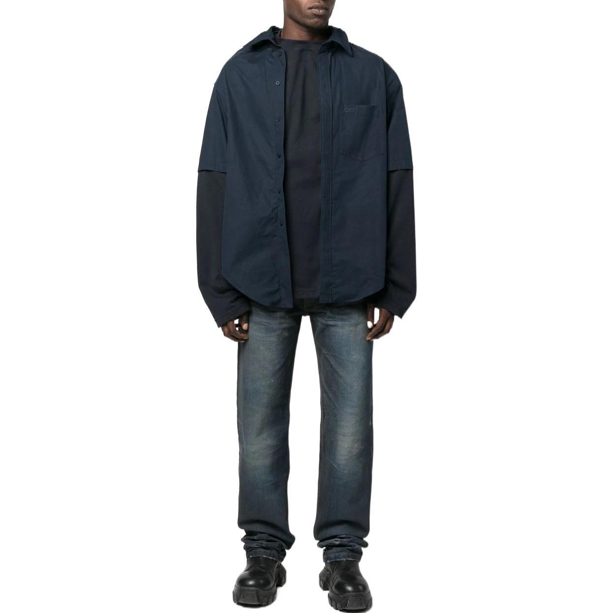 Shop 발렌시아가 SS22 워시드 미드라이즈 릴랙스드 스트레이트 레그 진 블루. 681707TDW144443