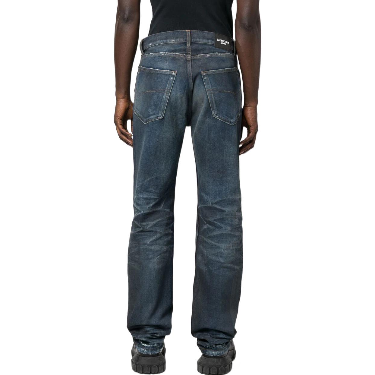 Purchase 발렌시아가 SS22 워시드 미드라이즈 릴랙스드 스트레이트 레그 진 블루. 681707TDW144443