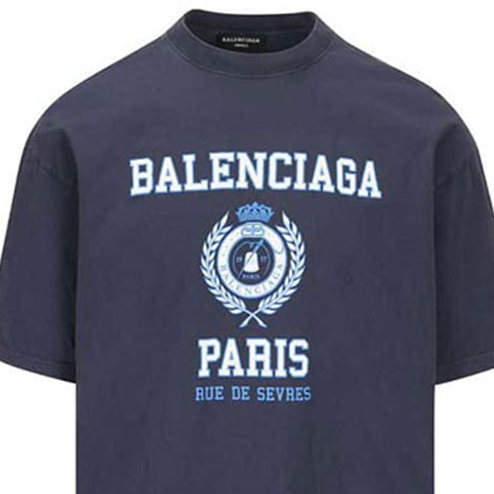 Balenciaga SS22 Wheat Logo Graphic T-Shirt Navy Blue  Short Sleeve Tee 612966TMV954140 圖 7