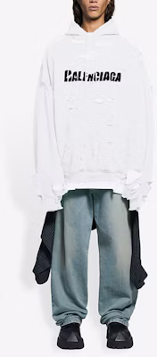 巴黎世家 SS22 白色做旧 logo印花抓绒连帽衫 659403TKVB69040 Shop 巴黎世家 SS22 白色做旧 logo印花抓绒连帽衫 659403TKVB69040