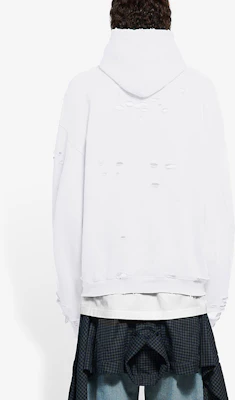 巴黎世家 SS22 白色做旧 logo印花抓绒连帽衫 659403TKVB69040 Details for 巴黎世家 SS22 白色做旧 logo印花抓绒连帽衫 659403TKVB69040