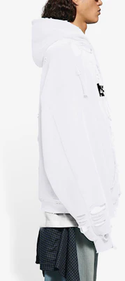 巴黎世家 SS22 白色做旧 logo印花抓绒连帽衫 659403TKVB69040 Sizing 巴黎世家 SS22 白色做旧 logo印花抓绒连帽衫 659403TKVB69040