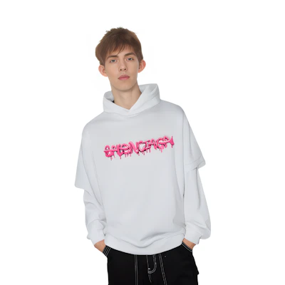 Balenciaga SS22 Hoodie Putih Cetakan Huruf Lengan Panjang Oversaiz. 681029TLVF10901 Details for Balenciaga SS22 Hoodie Putih Cetakan Huruf Lengan Panjang Oversaiz. 681029TLVF10901