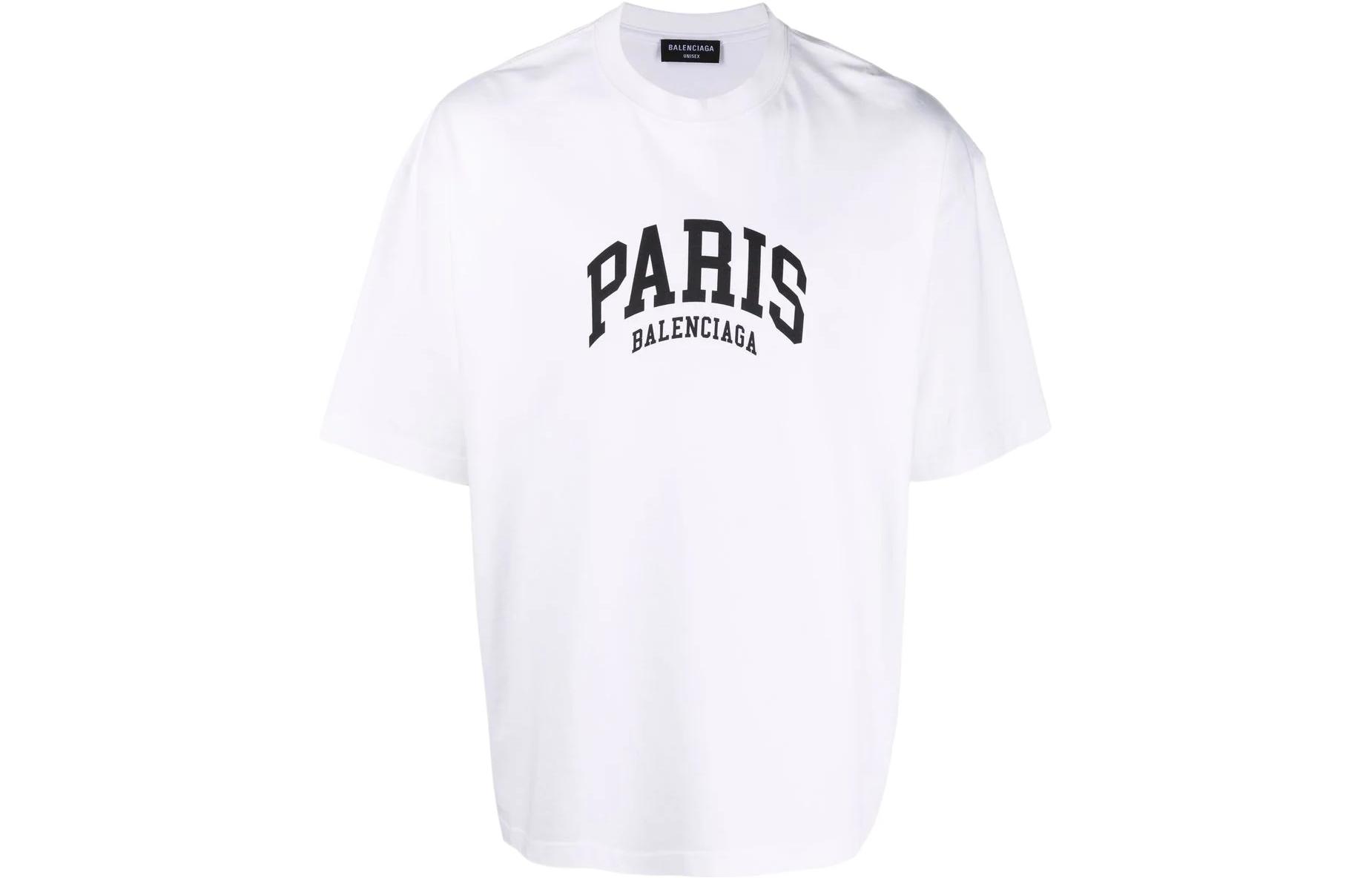 Balenciaga SS22 White Logo Print Crewneck T-Shirt Unisex Casual Tee 612966TLVL79040 圖 2