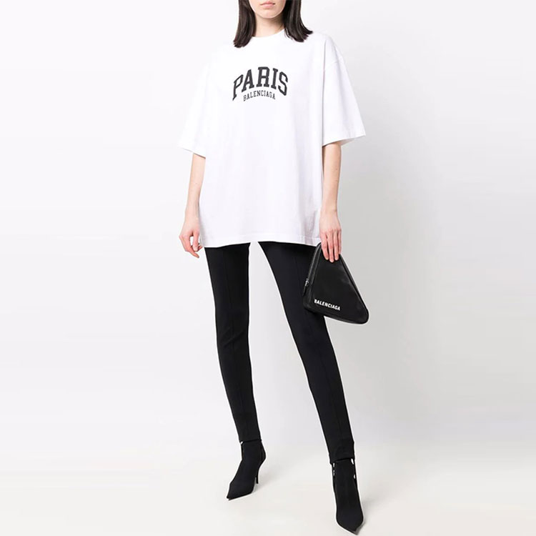 Balenciaga SS22 White Logo Print Crewneck T-Shirt Unisex Casual Tee 612966TLVL79040 圖 3