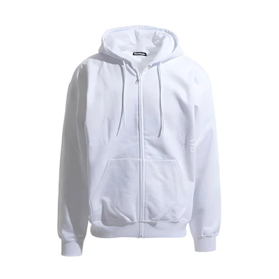 Balenciaga SS22 White Zipped Hoodie with Back Logo Print 583216TFV649783