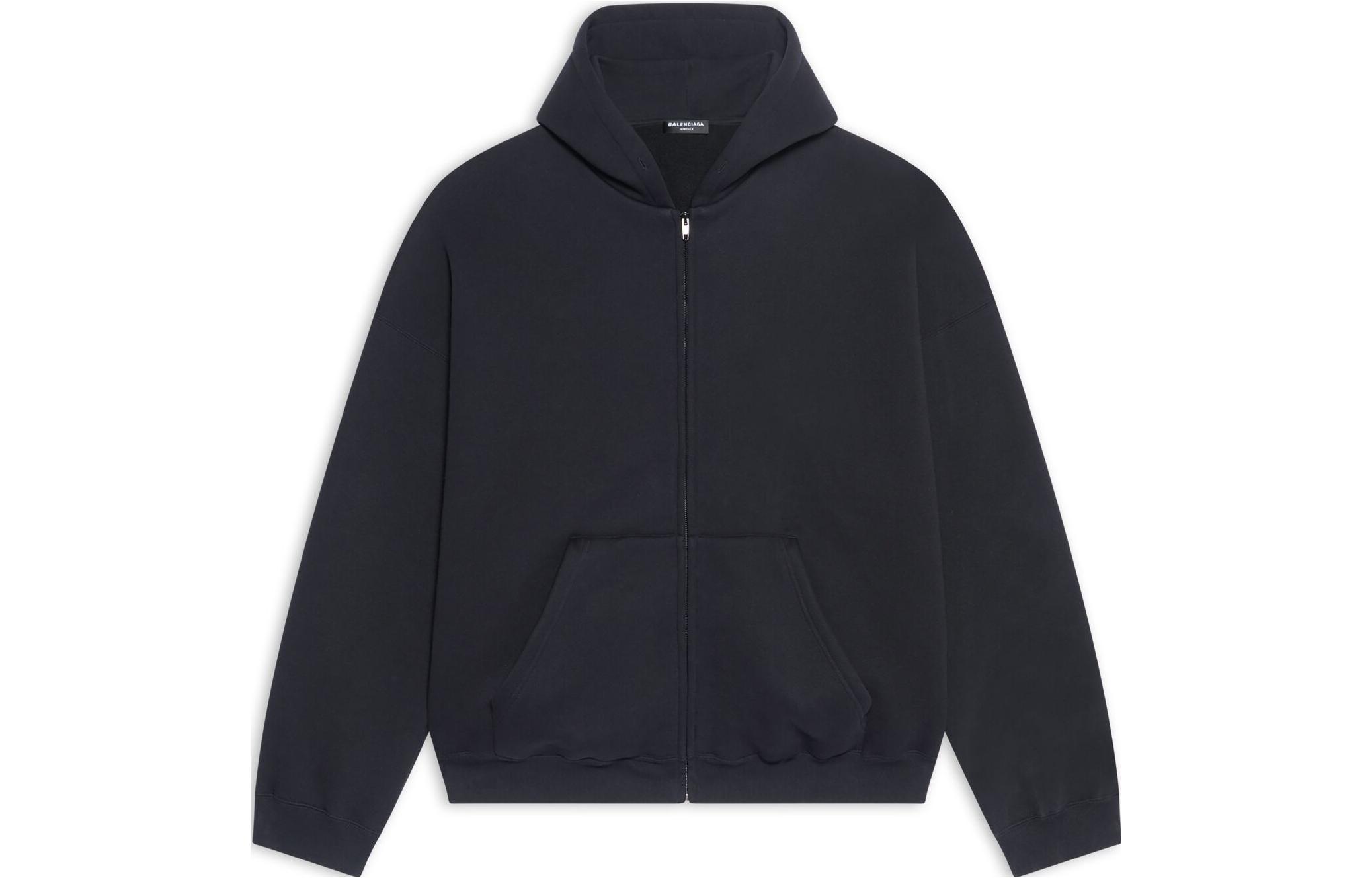 Balenciaga SS22 Zip-Up Hoodie Jacket Unisex Black 674719TLVI21070