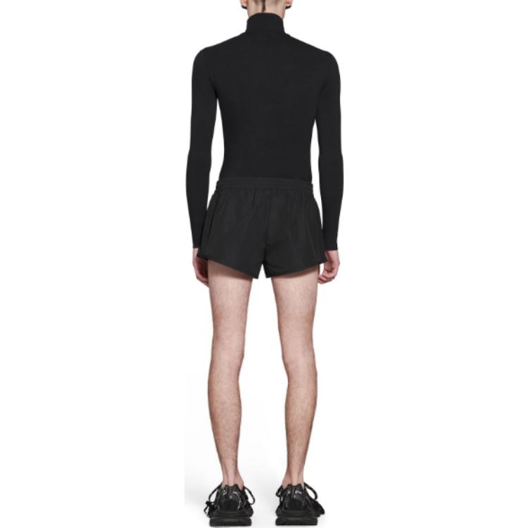 Shop Balenciaga SS23  Black Casual Straight Fit Mid-Rise Shorts. 746494TMO171000