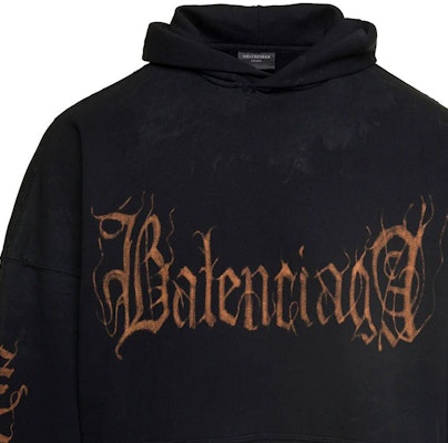 Balenciaga SS23 Hoodie Cetakan Logo Warna Blok Hitam. 739024-TOVD8-1055 1