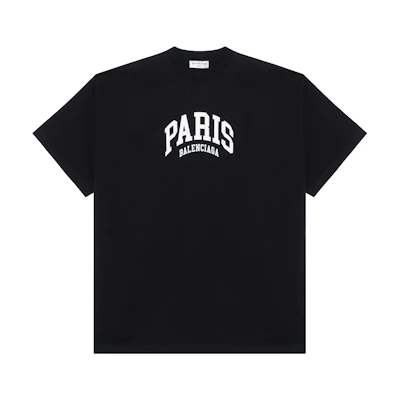 Balenciaga SS23 Black Crewneck Tee with Solid Color Letter Print 676589TLVG71070