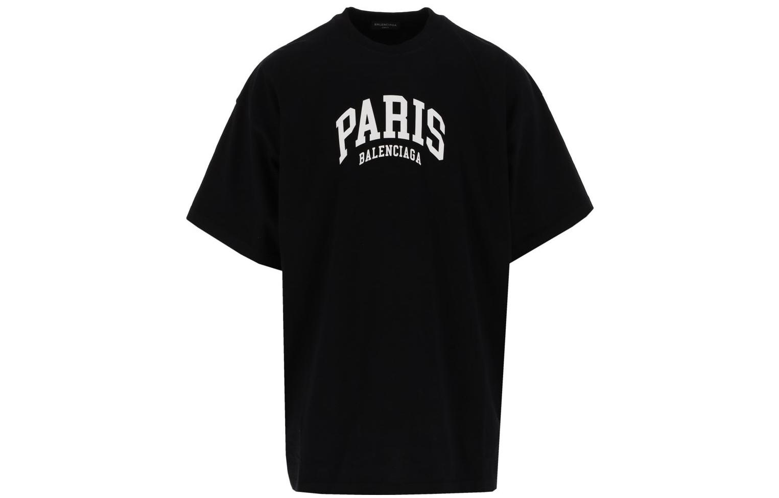 Order Balenciaga SS23  Black Crewneck Tee with Solid Color Letter Print 676589TLVG71070