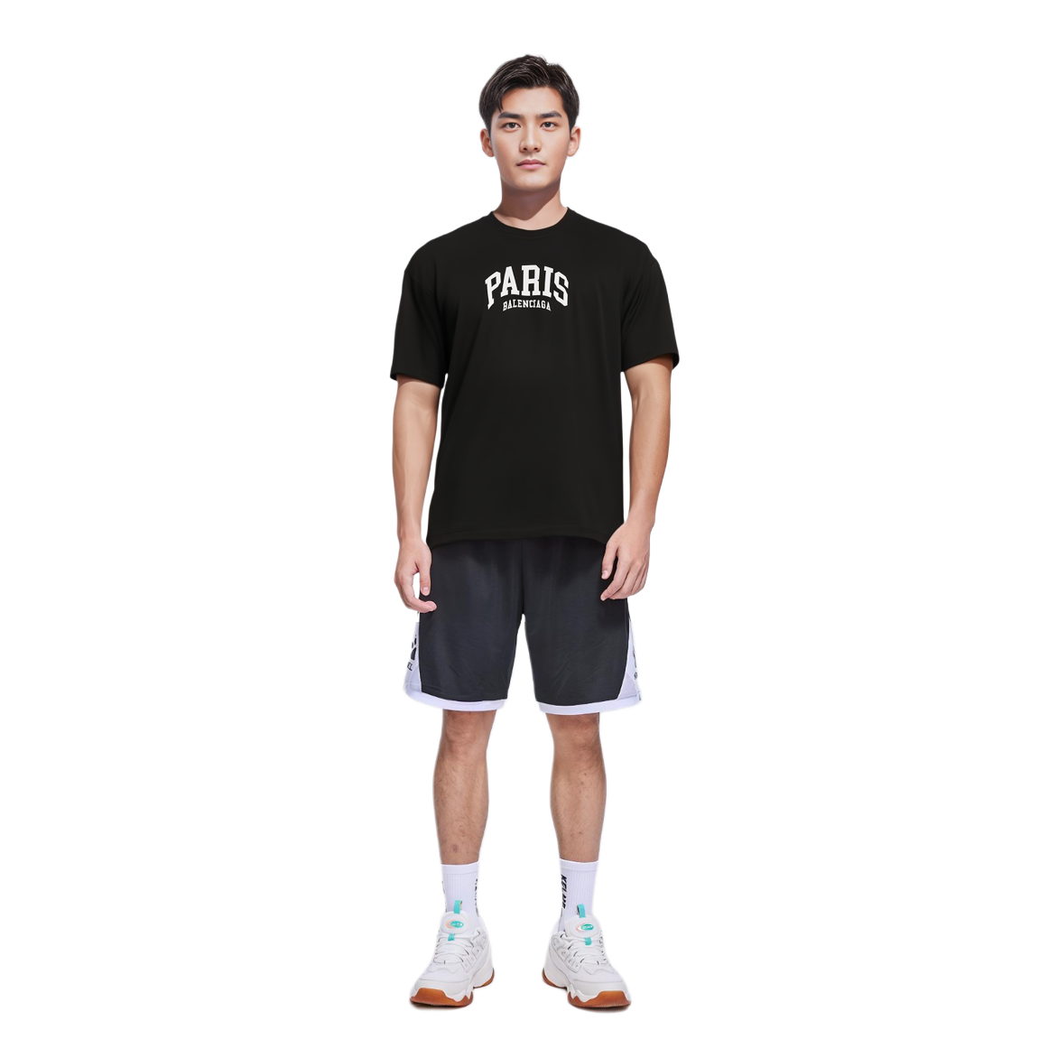 Purchase Balenciaga SS23  Black Crewneck Tee with Solid Color Letter Print 676589TLVG71070