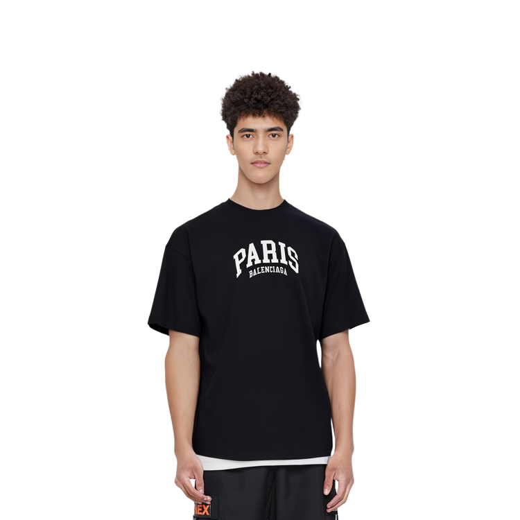 Details for Balenciaga SS23  Black Crewneck Tee with Solid Color Letter Print 676589TLVG71070