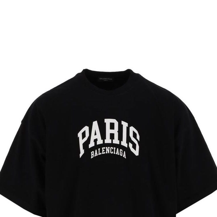 Sizing Balenciaga SS23  Black Crewneck Tee with Solid Color Letter Print 676589TLVG71070