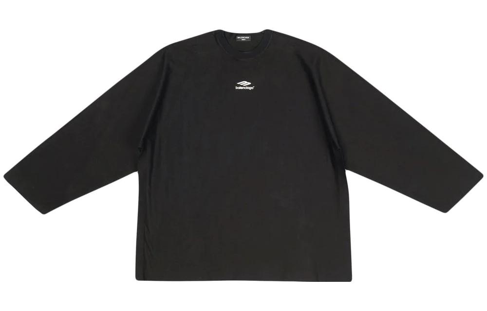 Balenciaga SS23  Black Logo Print Crewneck Long Sleeve T-Shirt. 704031TMVJ71070 圖 2