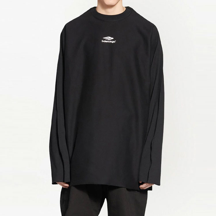 Balenciaga SS23  Black Logo Print Crewneck Long Sleeve T-Shirt. 704031TMVJ71070 圖 3