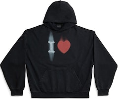 Balenciaga SS23 Black Loose Fit Sweatshirt with Heart Letter Print. 742603TOVH59034 Balenciaga SS23 Black Loose Fit Sweatshirt with Heart Letter Print. 742603TOVH59034