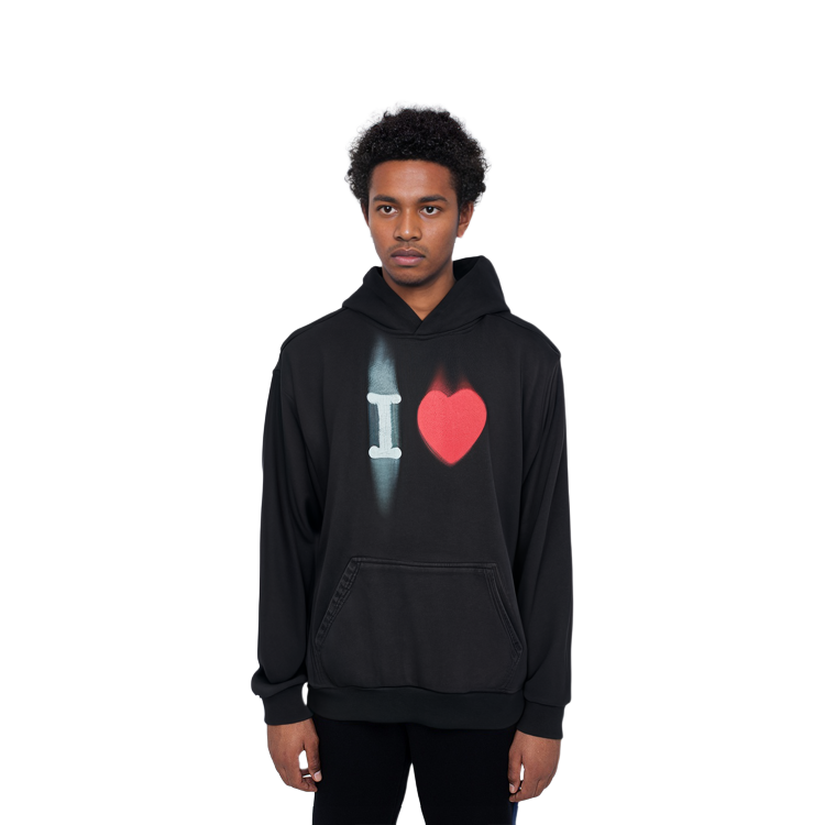 Shop Balenciaga SS23 Baju Sejuk Hitam Longgar Cetakan Huruf Hati. 742603TOVH59034