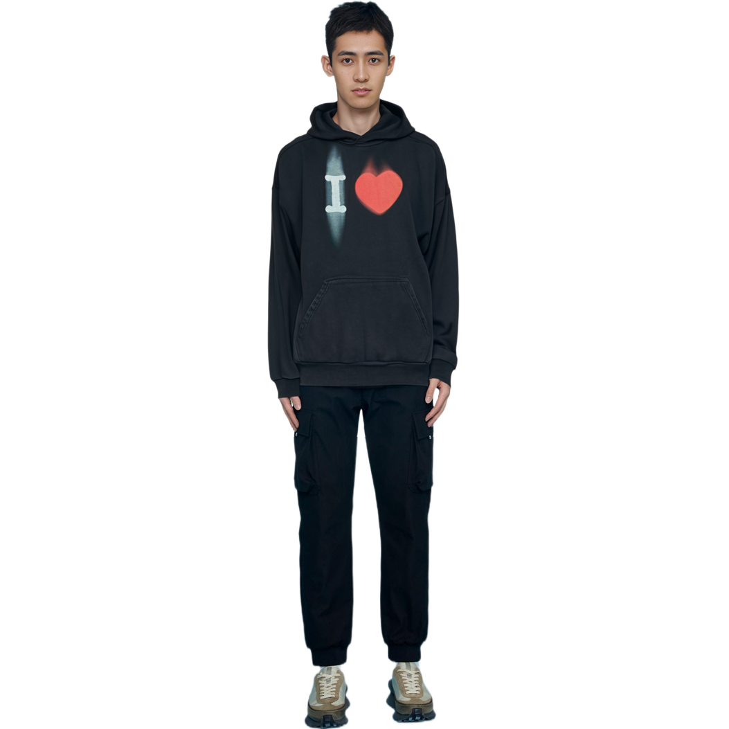 Purchase Balenciaga SS23 Baju Sejuk Hitam Longgar Cetakan Huruf Hati. 742603TOVH59034