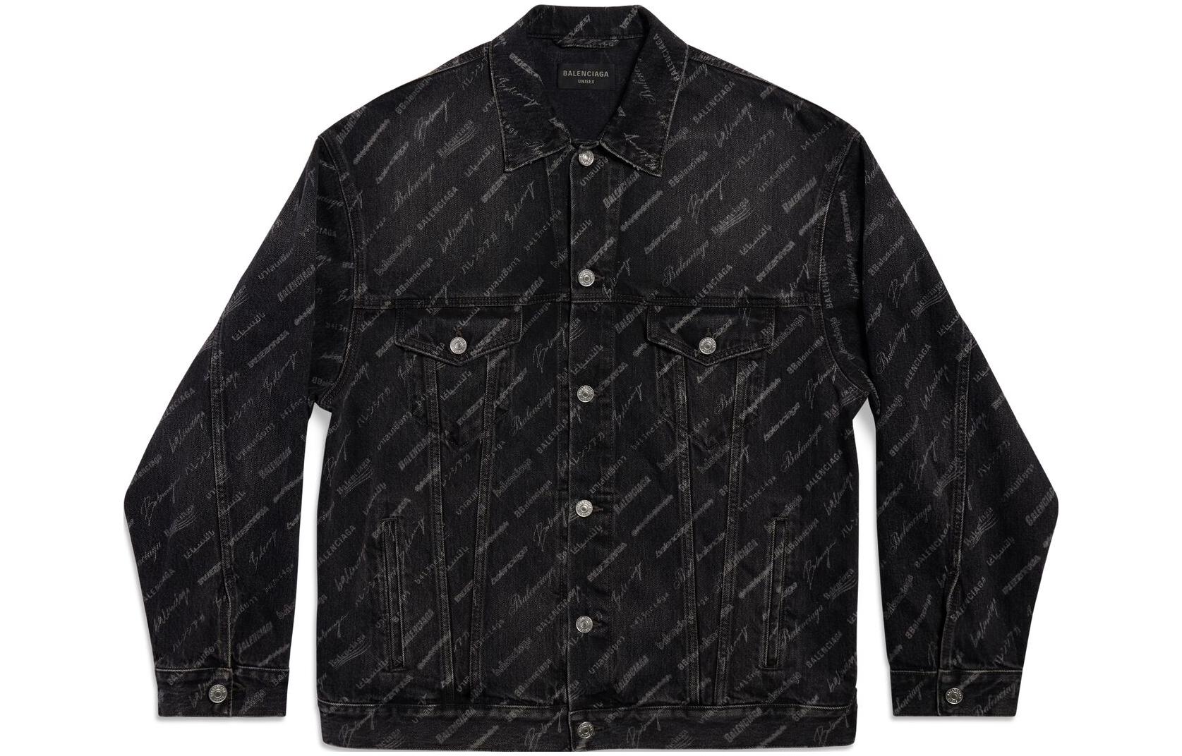 Balenciaga SS23  Black Oversized Denim Jacket with Logo Print. 724738TBP471270 圖 2