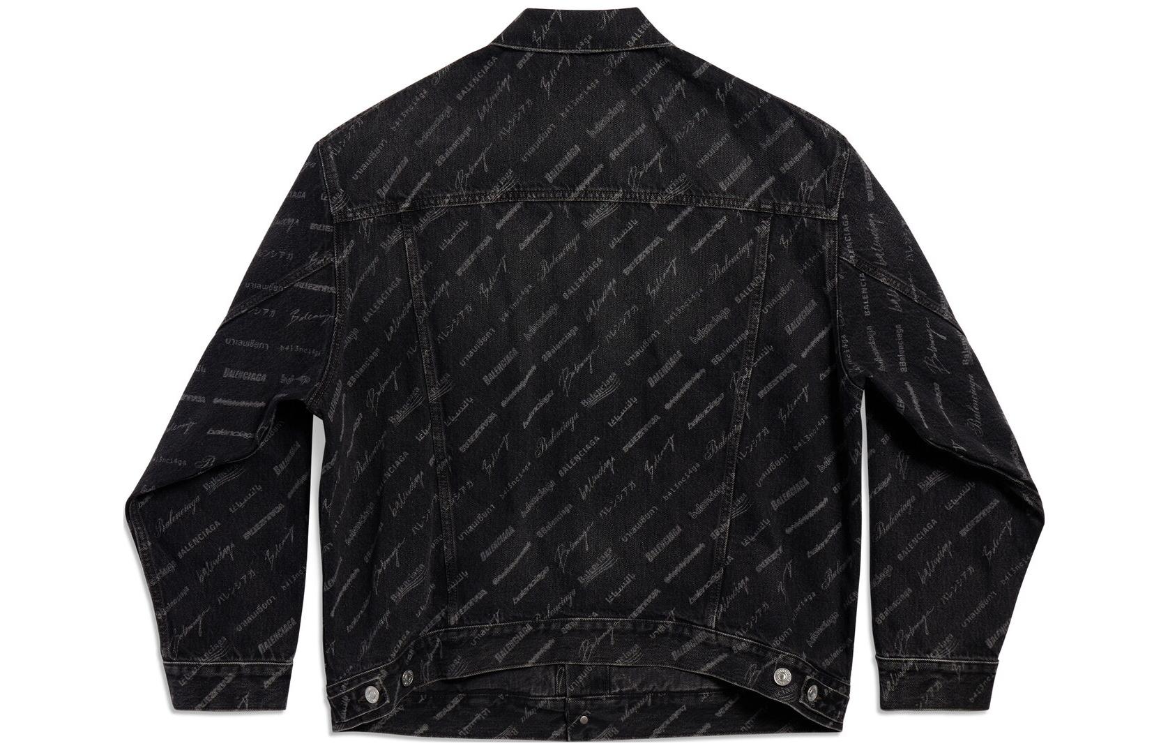 Balenciaga SS23  Black Oversized Denim Jacket with Logo Print. 724738TBP471270 圖 3