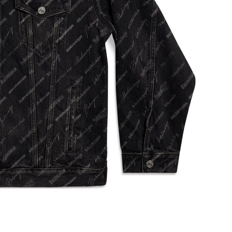Balenciaga SS23  Black Oversized Denim Jacket with Logo Print. 724738TBP471270 圖 5