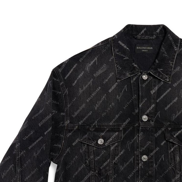 Balenciaga SS23  Black Oversized Denim Jacket with Logo Print. 724738TBP471270 圖 6
