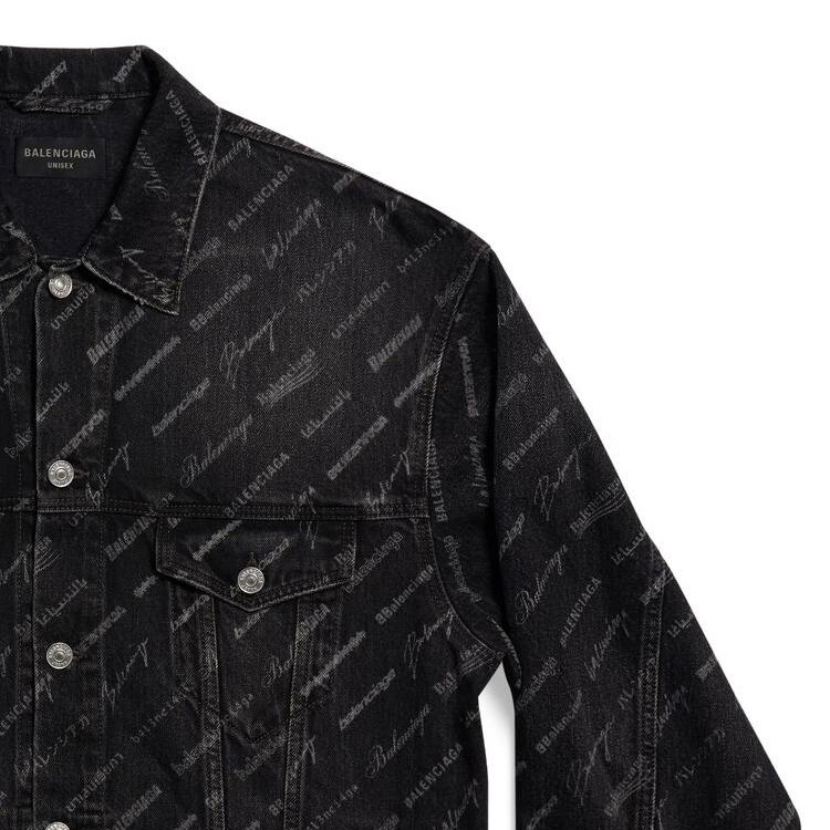 Balenciaga SS23  Black Oversized Denim Jacket with Logo Print. 724738TBP471270 圖 7