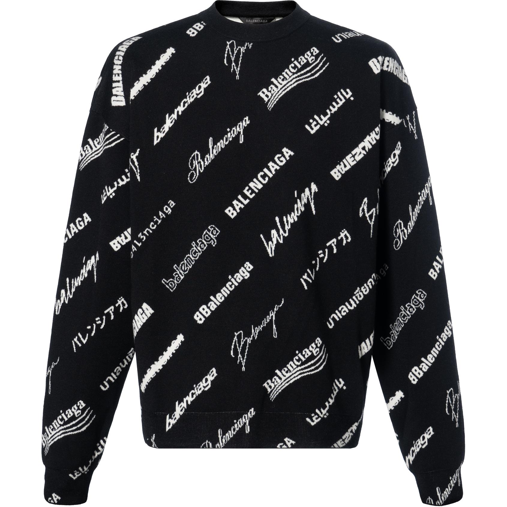 Balenciaga SS23  Black Sweater with Logo Print. 724858T16651070