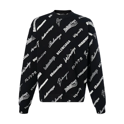 Balenciaga SS23 Black Sweater with Logo Print. 724858T16651070