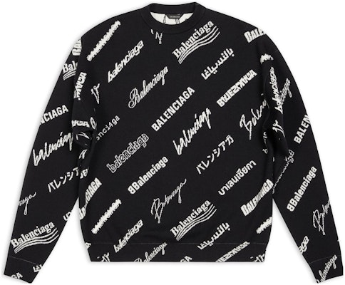 발렌시아가 SS23 블랙 로고 프린트 스웨터. 724858T16651070 Order 발렌시아가 SS23 블랙 로고 프린트 스웨터. 724858T16651070