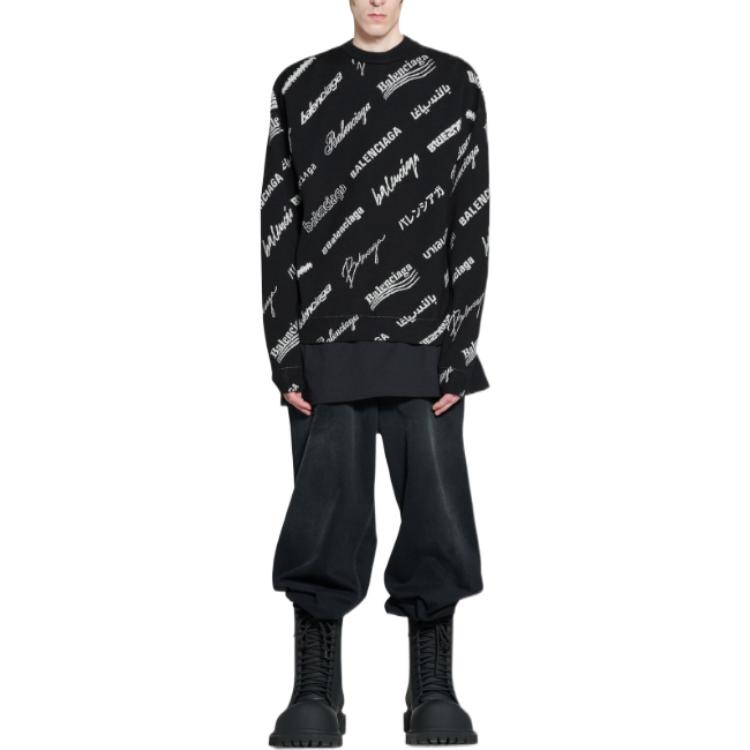 Shop 발렌시아가 SS23 블랙 로고 프린트 스웨터. 724858T16651070