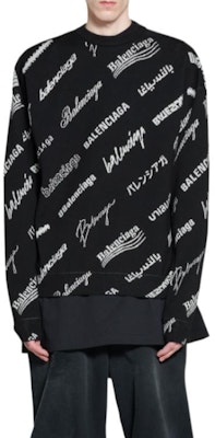 발렌시아가 SS23 블랙 로고 프린트 스웨터. 724858T16651070 Purchase 발렌시아가 SS23 블랙 로고 프린트 스웨터. 724858T16651070