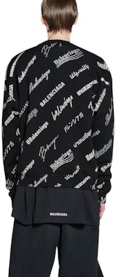 발렌시아가 SS23 블랙 로고 프린트 스웨터. 724858T16651070 Details for 발렌시아가 SS23 블랙 로고 프린트 스웨터. 724858T16651070