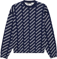 Balenciaga SS23 Blue Crewneck Letter Print Long Sleeve Knit Sweater 736247T32338502 Balenciaga SS23 Blue Crewneck Letter Print Long Sleeve Knit Sweater 736247T32338502