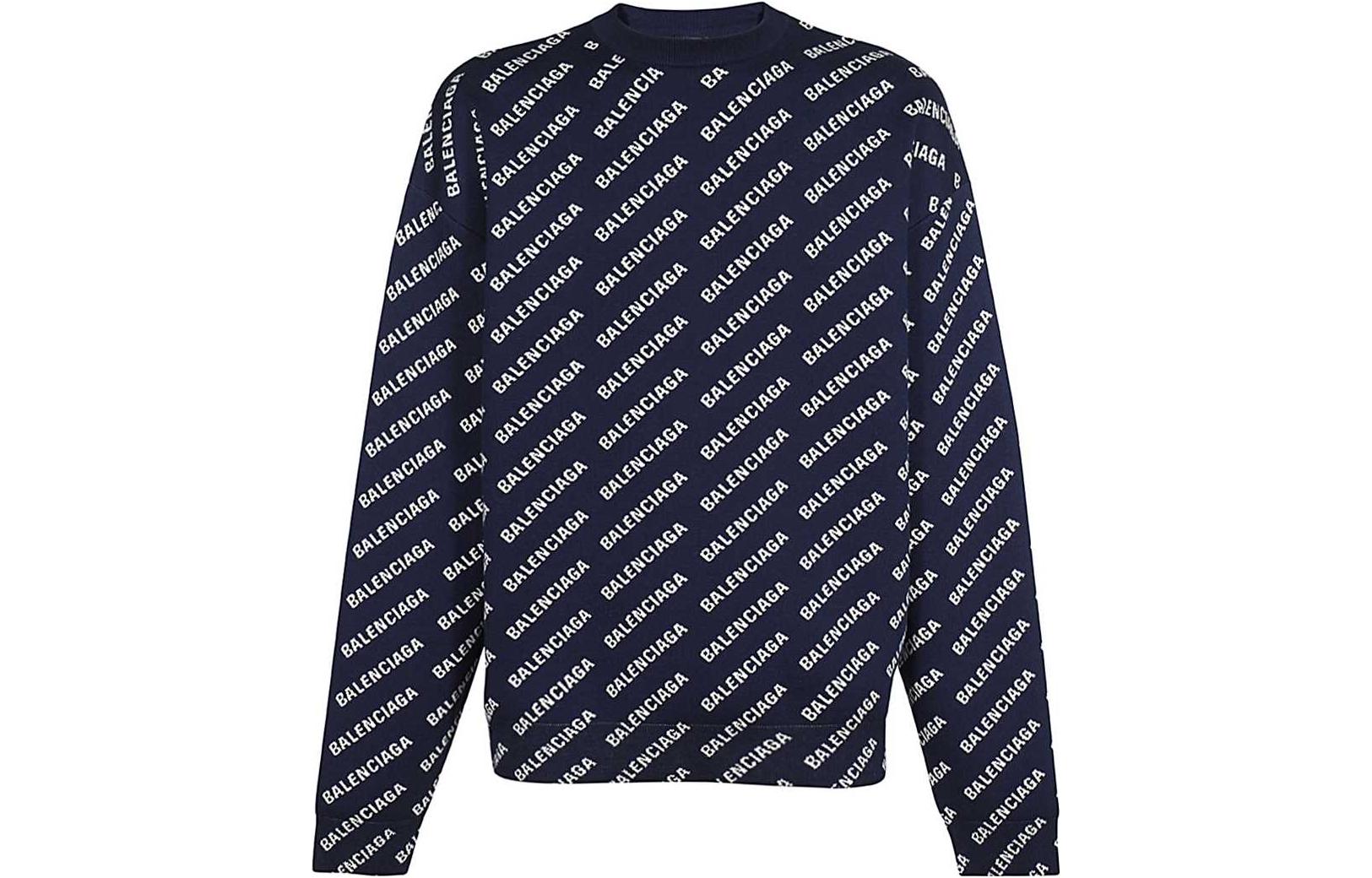 Order 발렌시아가 SS23 블루 레터 프린트 니트 긴팔 크루넥 스웨터 736247T32338502