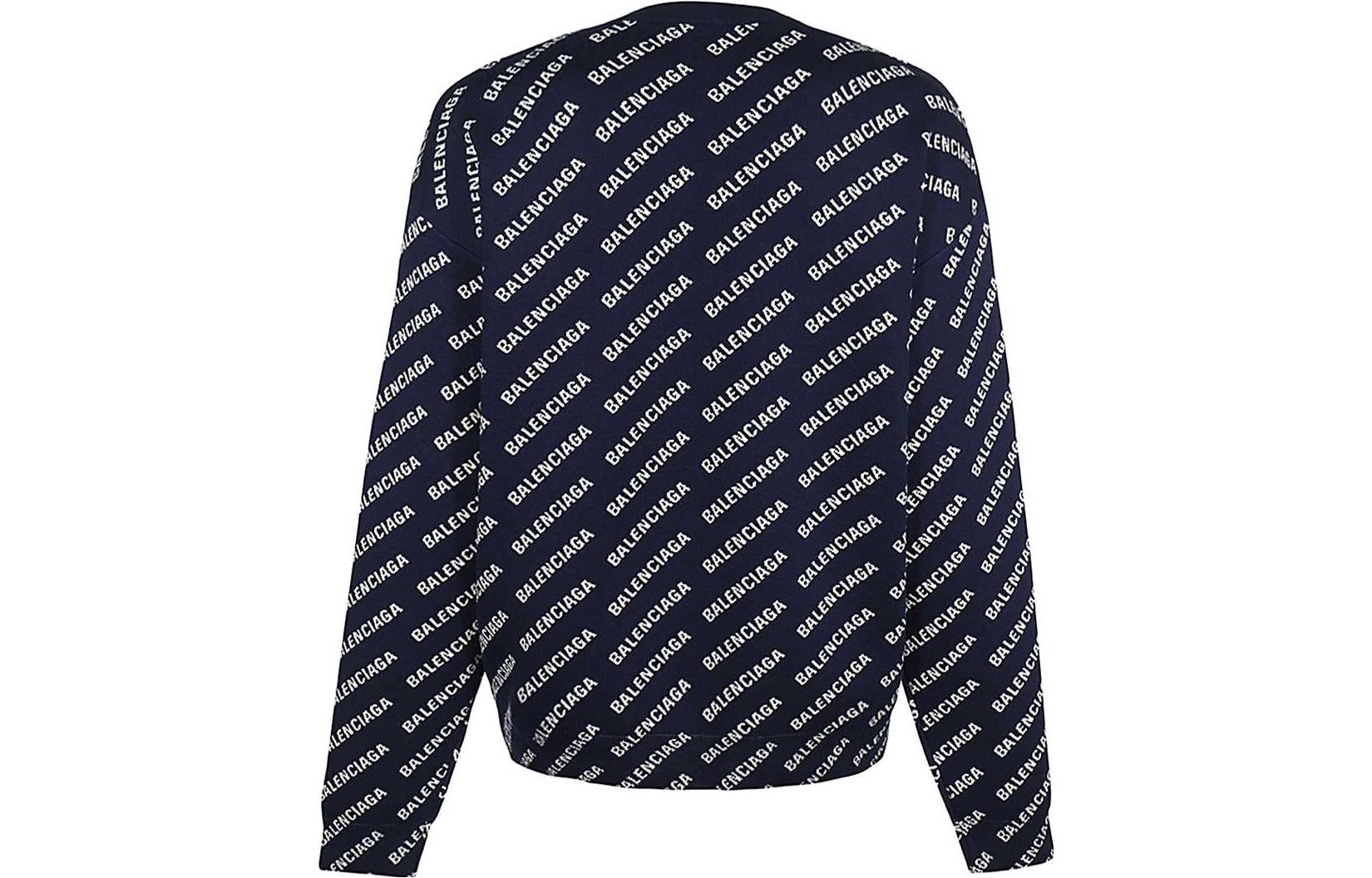 Lookbook 발렌시아가 SS23 블루 레터 프린트 니트 긴팔 크루넥 스웨터 736247T32338502