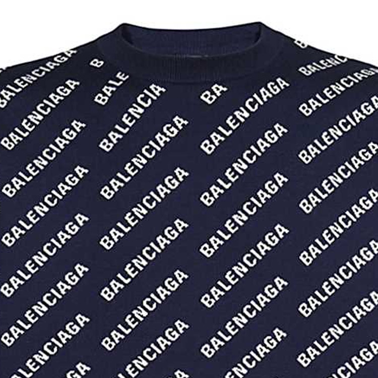 Purchase 발렌시아가 SS23 블루 레터 프린트 니트 긴팔 크루넥 스웨터 736247T32338502