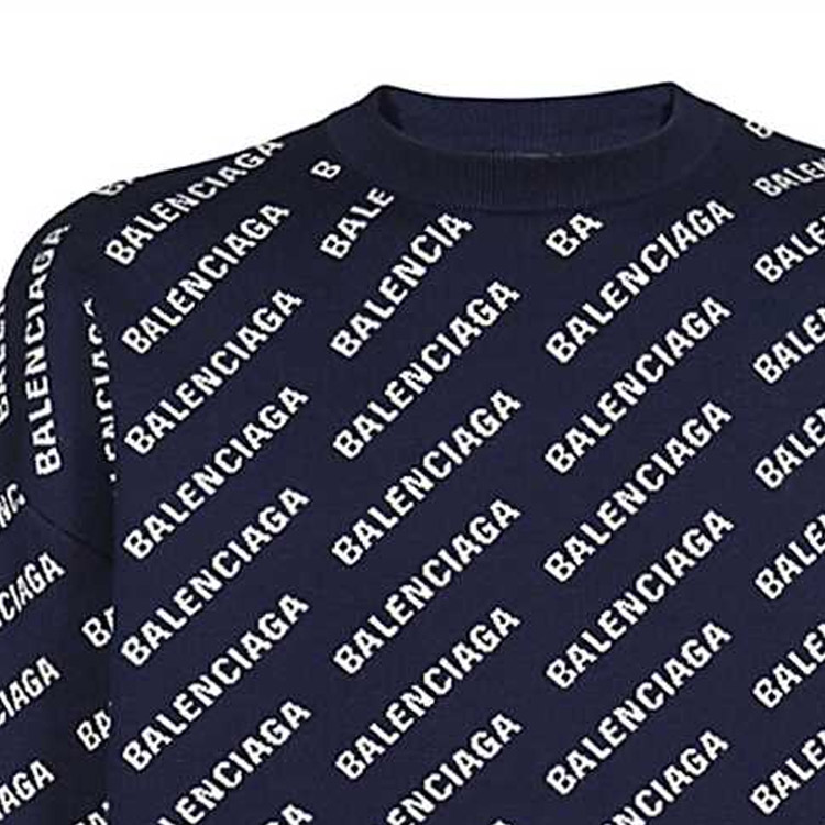 Sizing 발렌시아가 SS23 블루 레터 프린트 니트 긴팔 크루넥 스웨터 736247T32338502