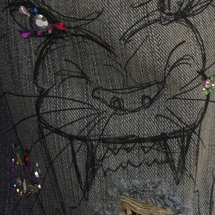 Purchase Balenciaga SS23 Jeans Biru Grafiti Print Straight-Leg Relaxed. 746986TOW664036