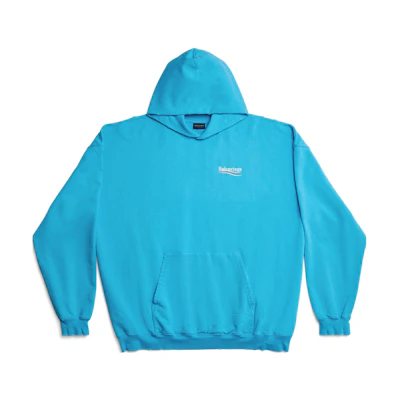 Balenciaga SS23 Blue Logo Print Oversized Hoodie Long Sleeve Casual Style 620973TNVG64760