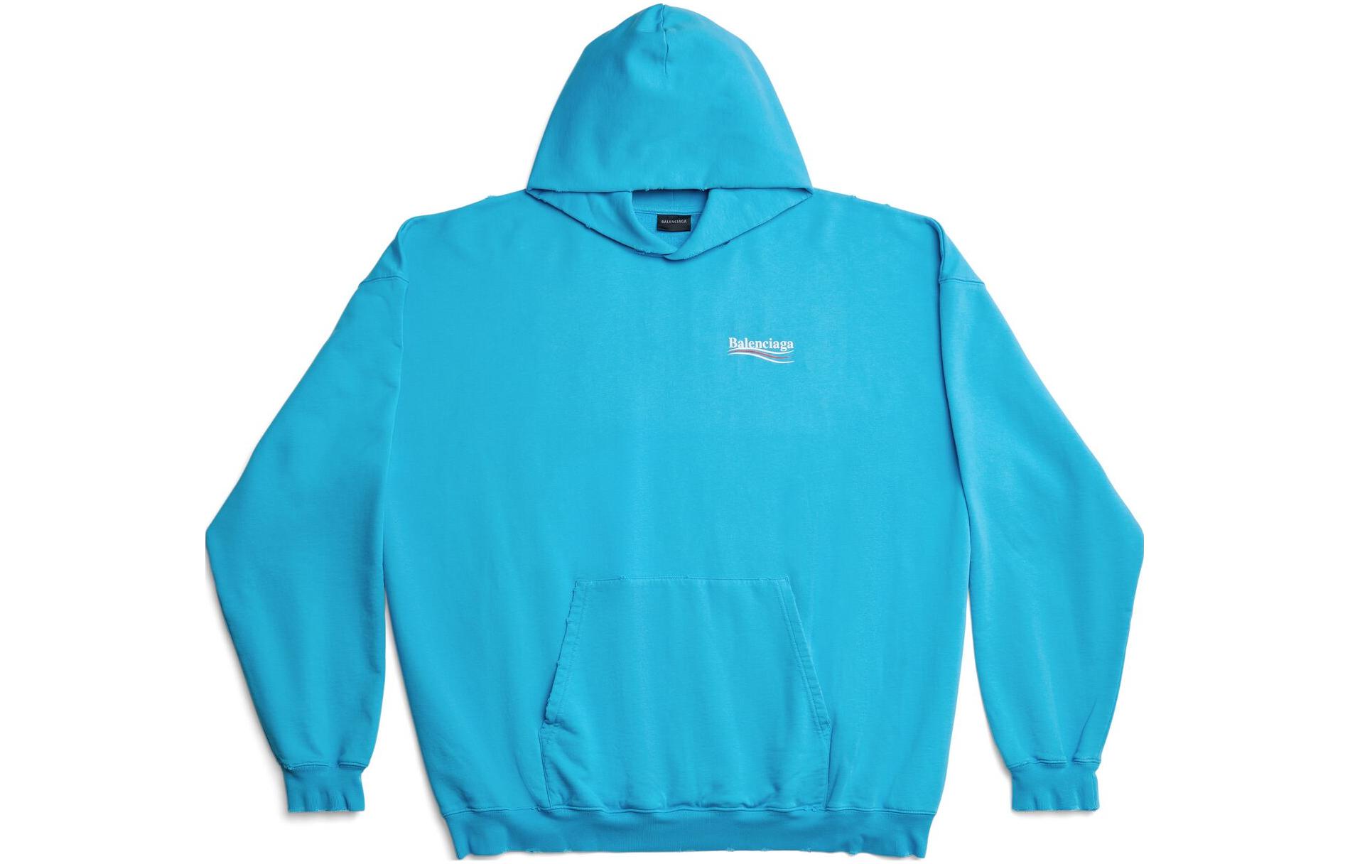 Balenciaga SS23  Blue Logo Print Oversized Hoodie Long Sleeve Casual Style 620973TNVG64760 圖 2